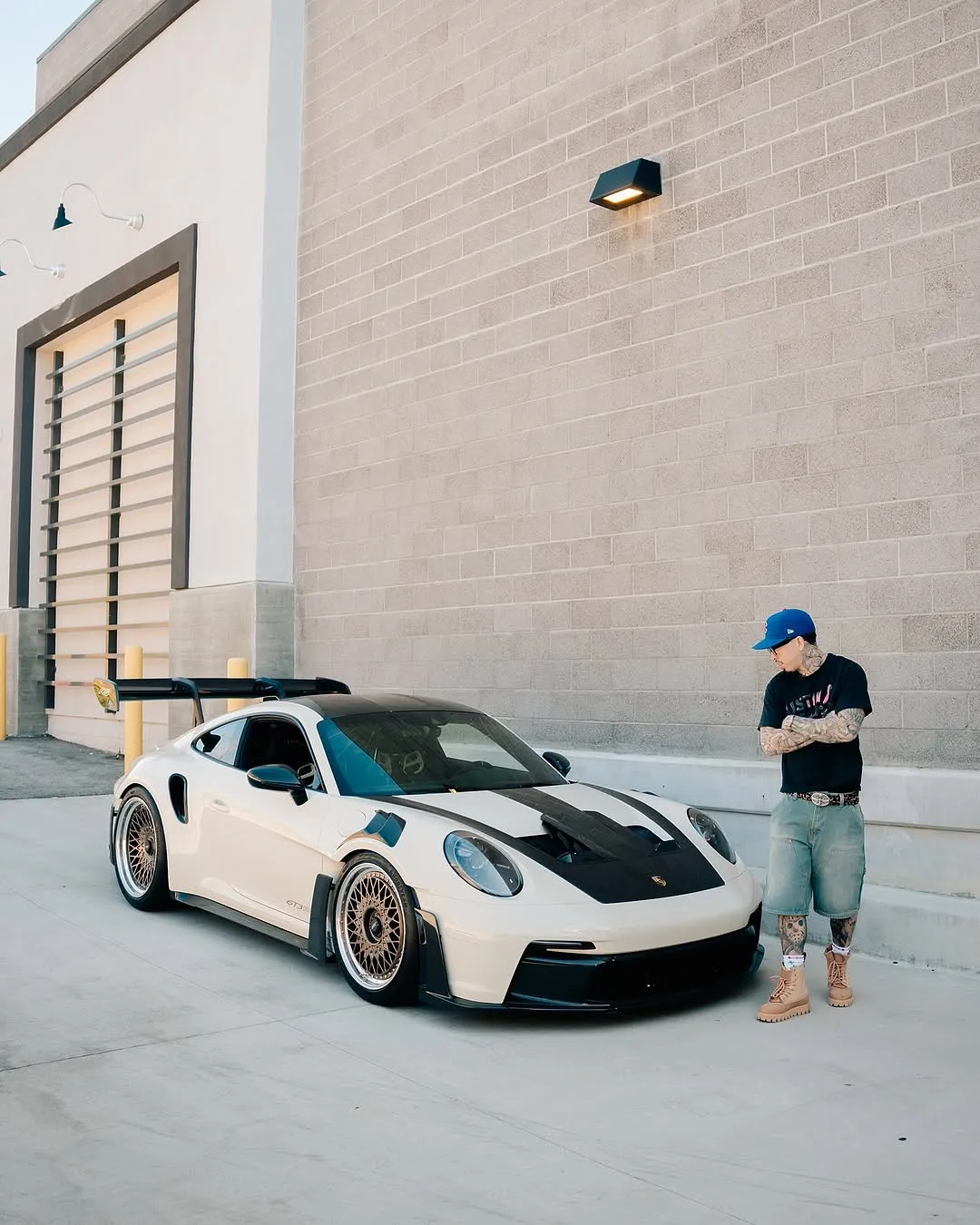 Porsche 992 GT3RS wrapped in Inozetek Boneyard White film.
