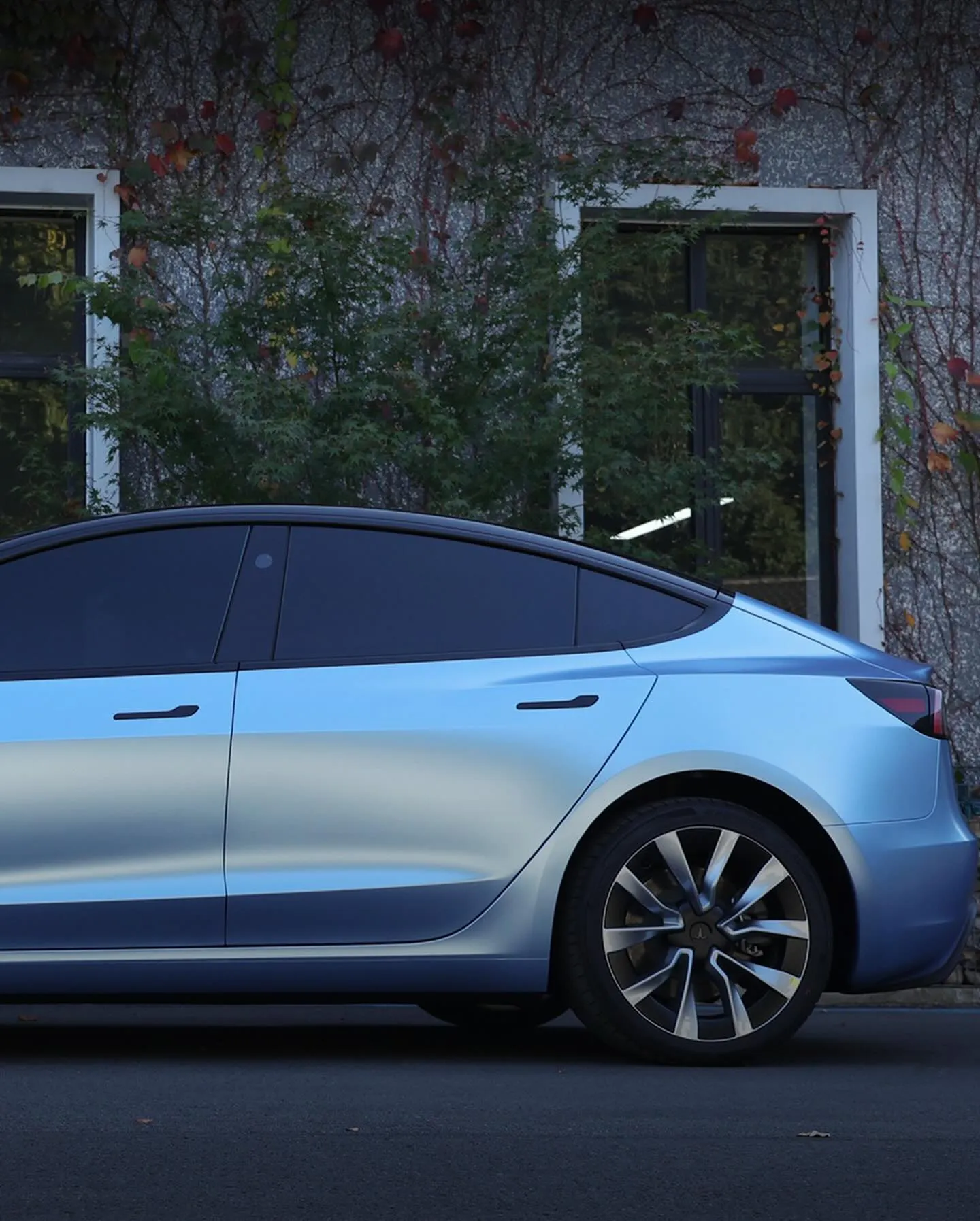 Tesla Model 3 в пленке Pearl Metallic Mist Blue. - изображение 4