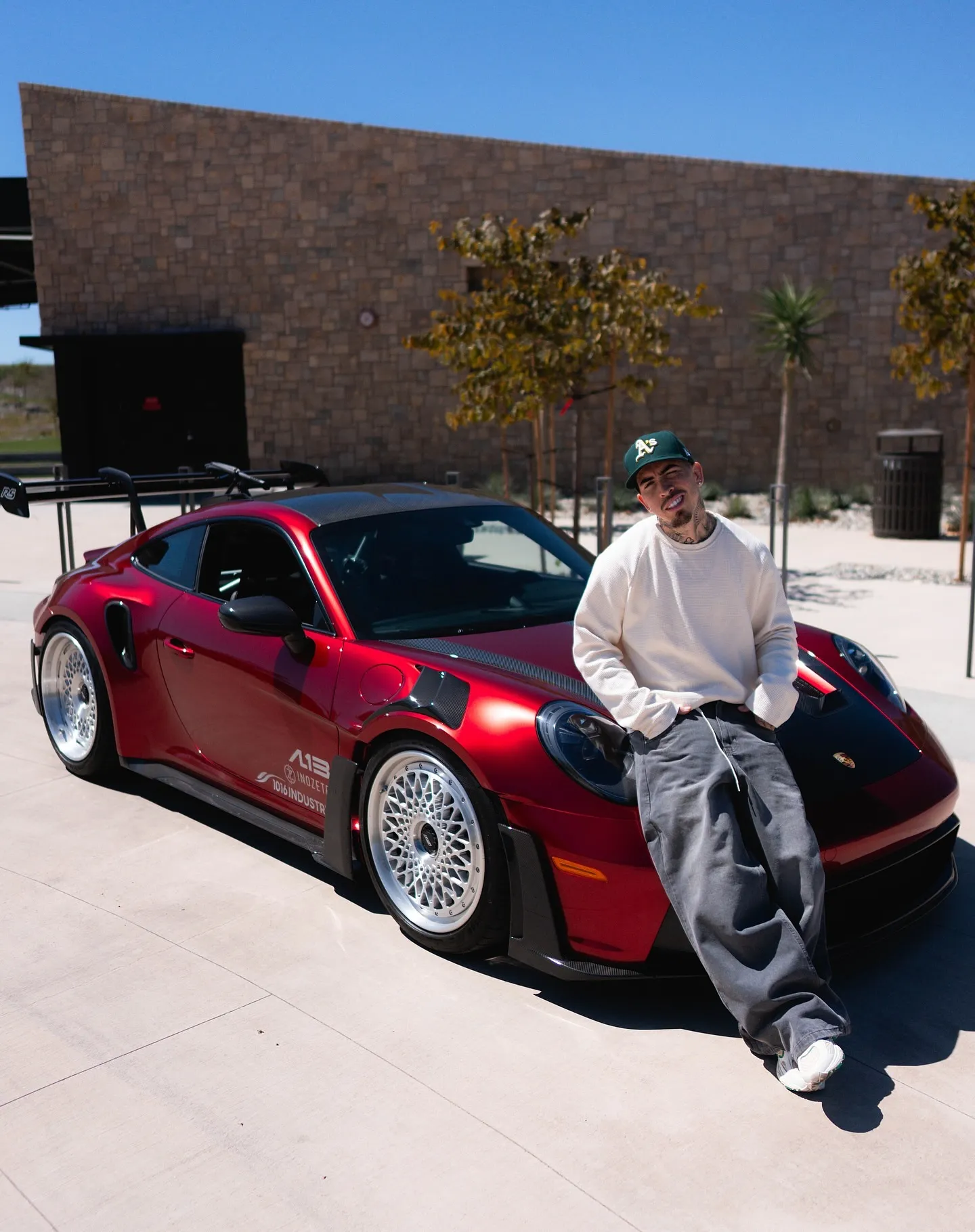 Porsche GT3RS wrapped in Inozetek Metallic Vampire Red.