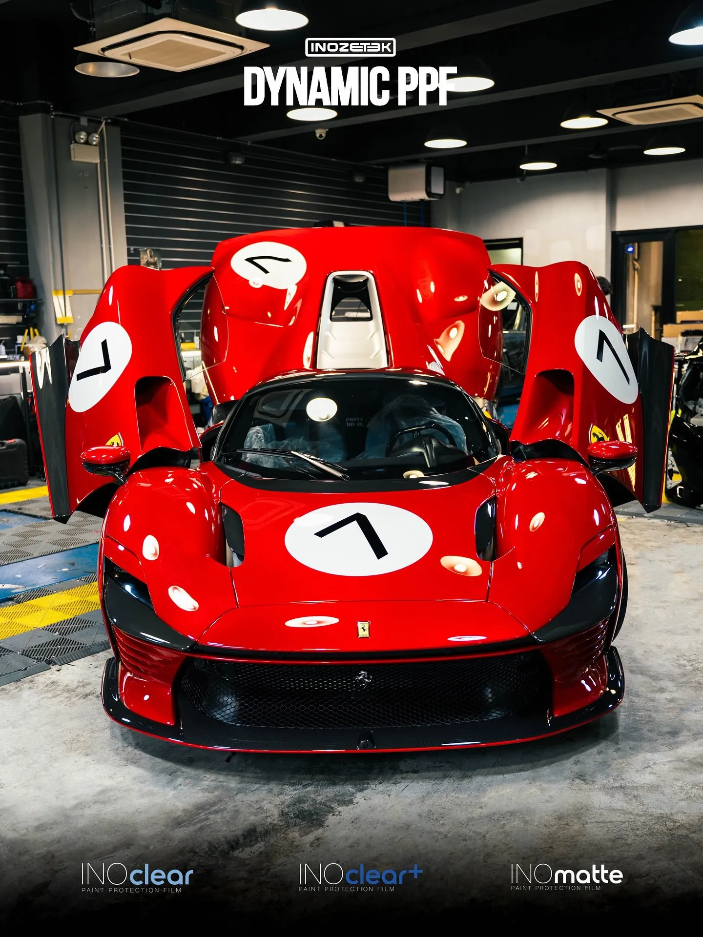 Ferrari Monza SP3 protected with Inozetek InoClear PPF Clear Gloss