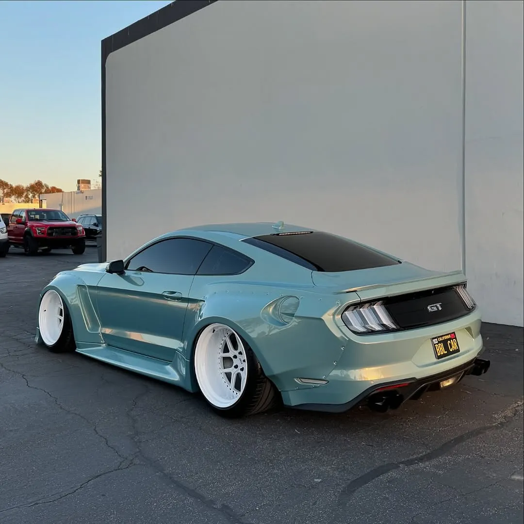 Ford Mustang wrapped in Inozetek Pearl Urban Bamboo film. View 2