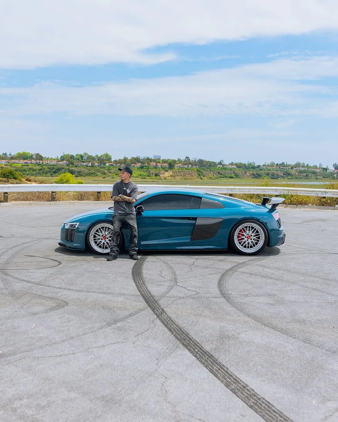 Audi R8 in Inozetek Dynamic PPF Gloss Petrol Blue. View 1
